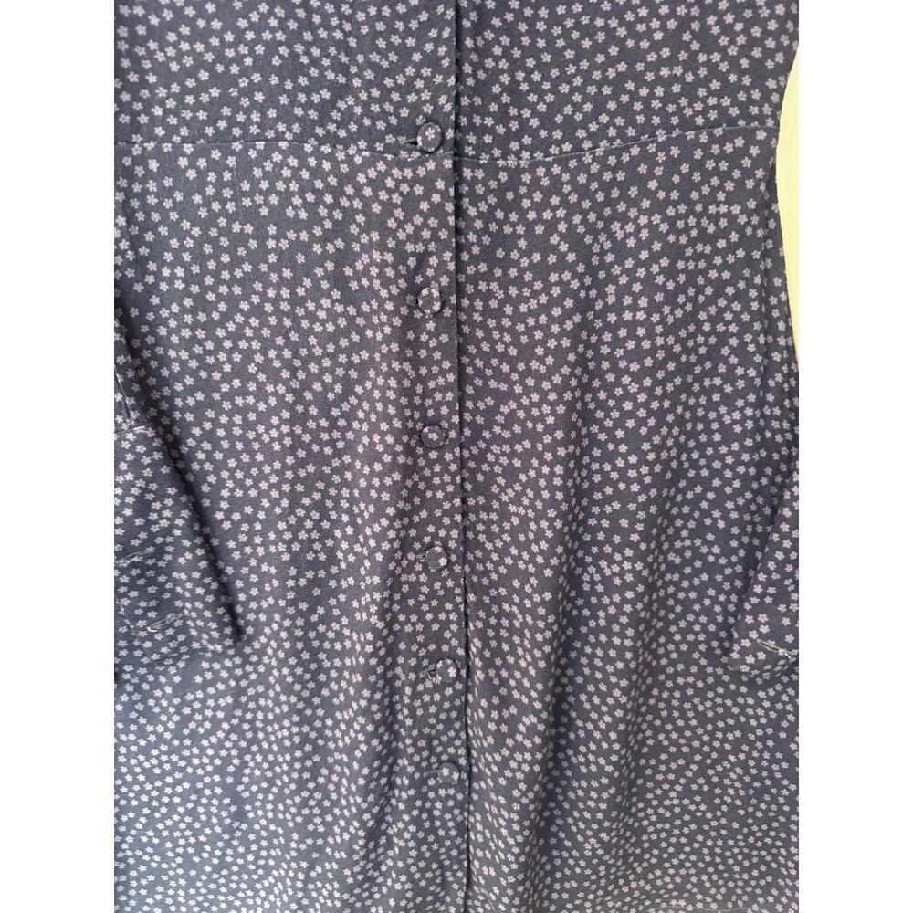 Reformation Martha Mini Dress Blue Hyacinth Ditsy Floral Long Sleeve V-Neck 2 - Picture 6 of 12